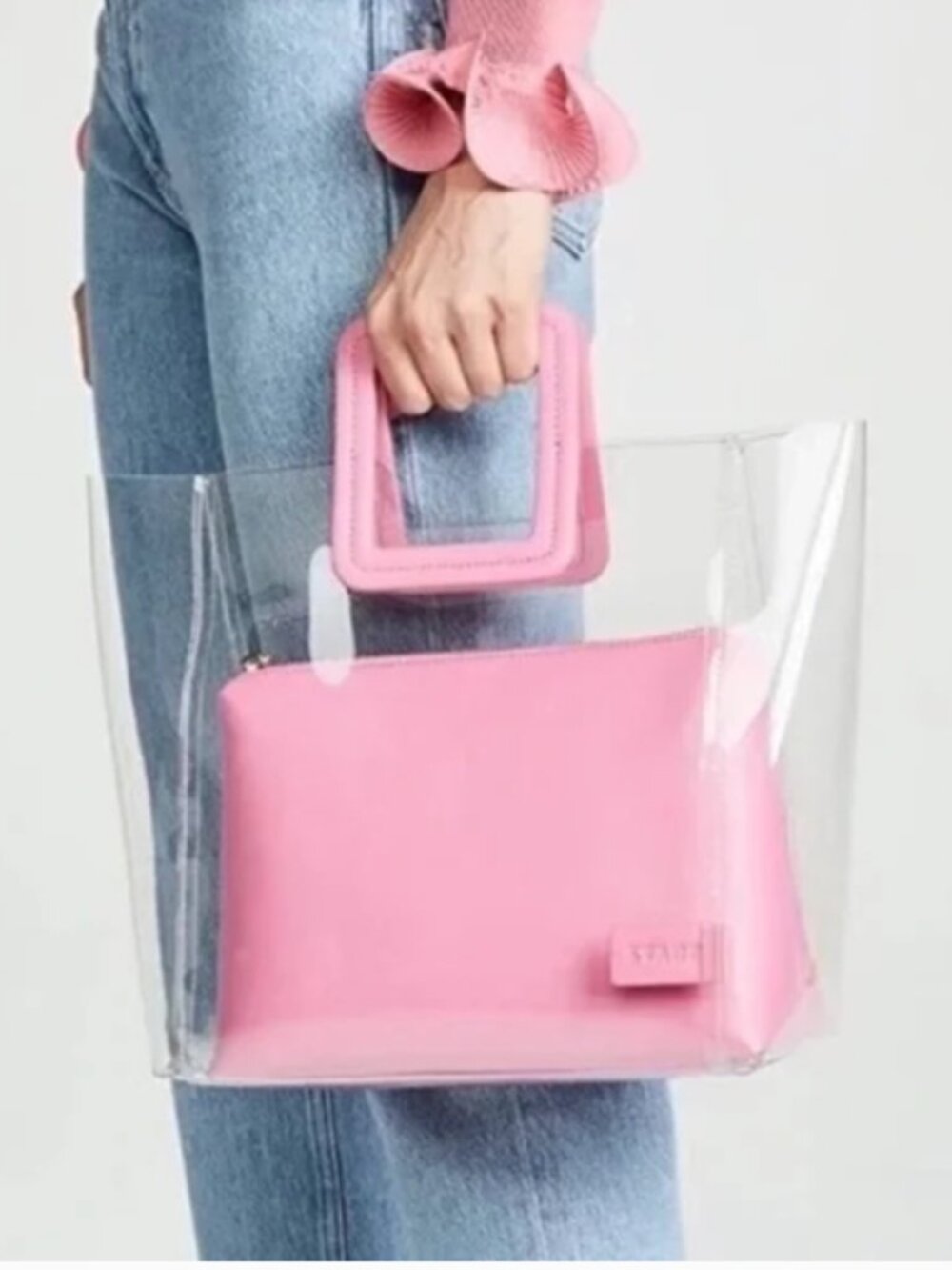 STAUD Shirley Pink PVC and Leather Bag‎